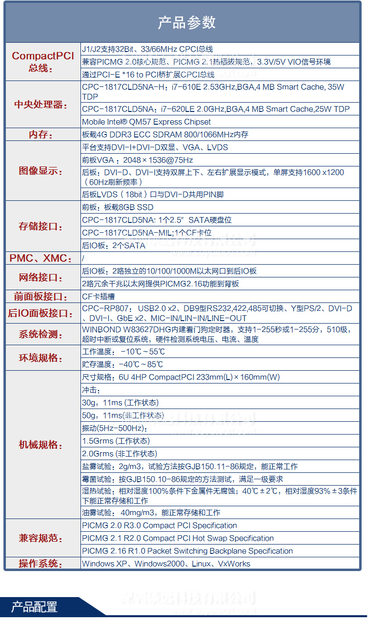 研祥6U COMPACTPCI INTEL I7高性能計算機CPC-1817