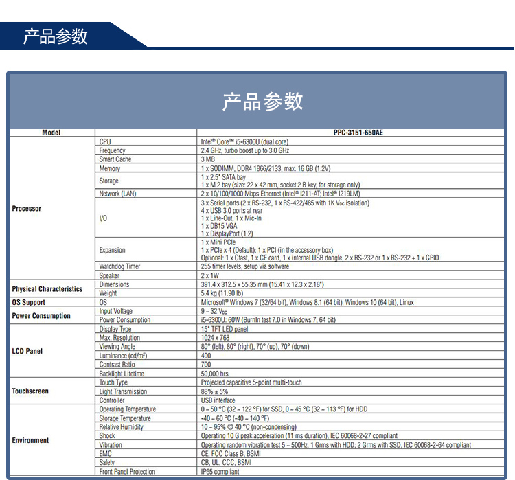 全新研華 嵌入式無風(fēng)扇寬屏多點(diǎn)觸控工業(yè)等級平板電腦 PPC-3151