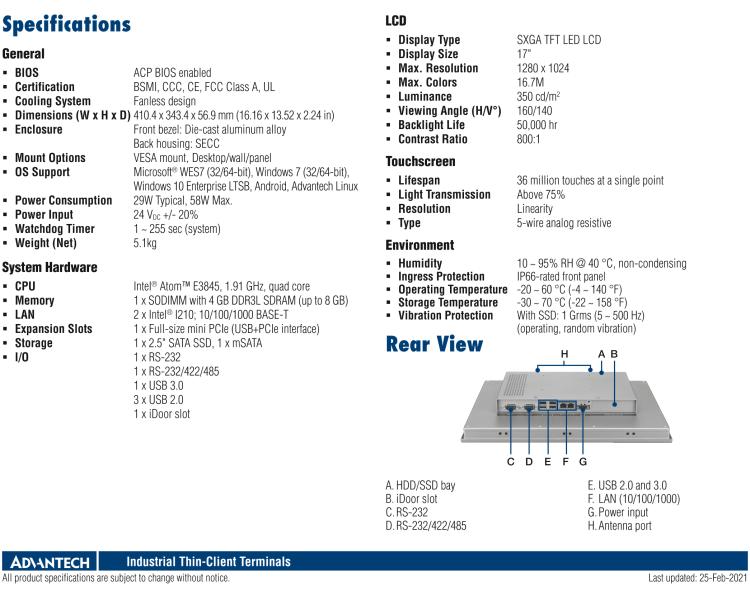 研華ESRP-CMS-TPC1751 Realize the true value of thin client and centralized management technologies with Advantech’s ThinManager compatible industrial thin clients.