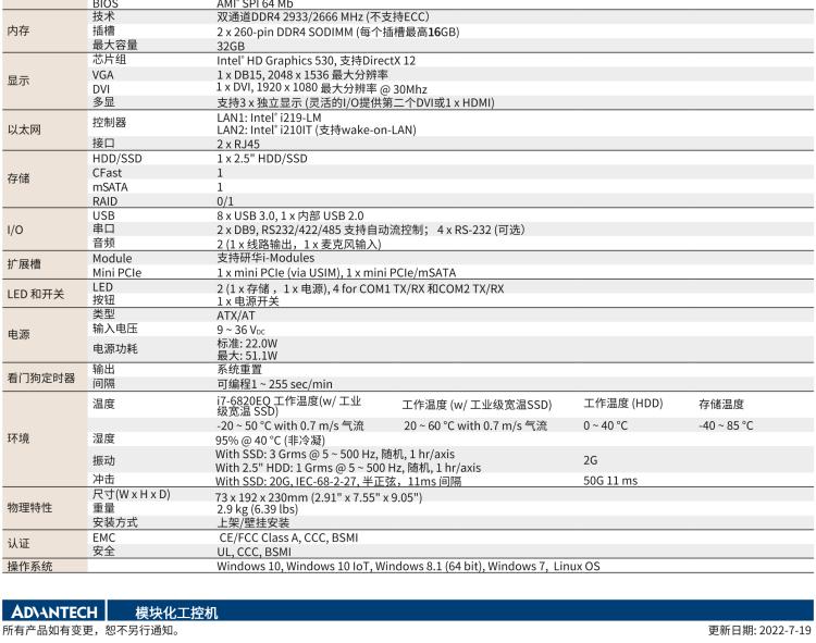 研華MIC-7500 Intel? 第6代 Core? i 處理器 緊湊型無風扇系統