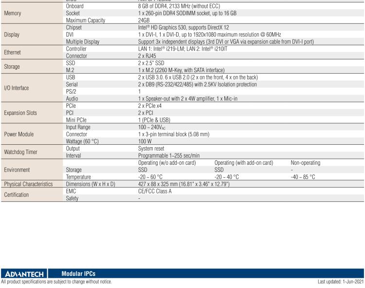 研華MIC-7420 Compact Fanless System with Intel? 6th Gen Core? i Processor