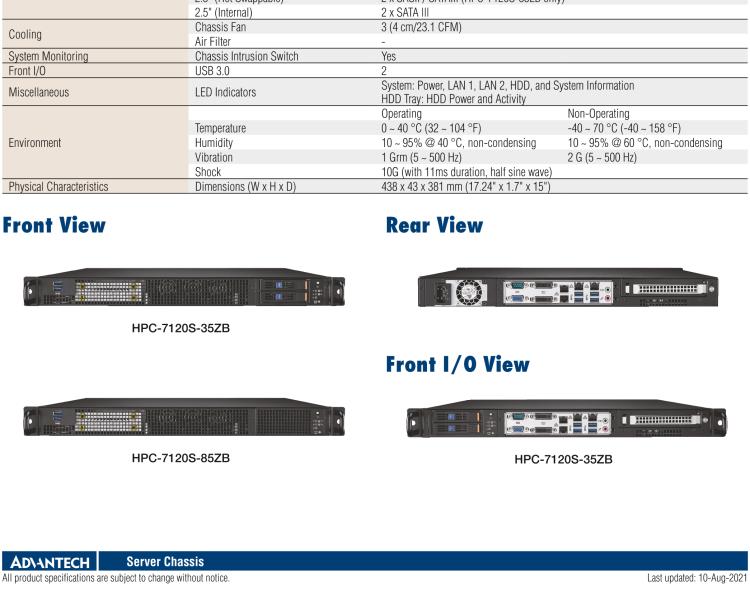 研華HPC-7120S 1U 上架式服務(wù)器短機(jī)箱，適用Micro ATX/ATX 服務(wù)器主板，支持1*全高/半長(zhǎng)PCIe x16擴(kuò)展插槽