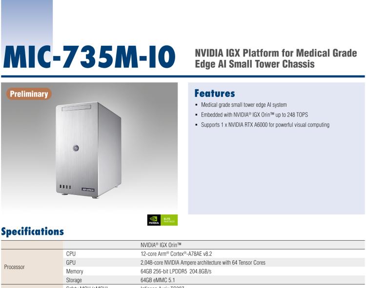 研華MIC-735M-IO AI medical-grade system based on NVIDIA? IGX Orin? in AI small tower chassis