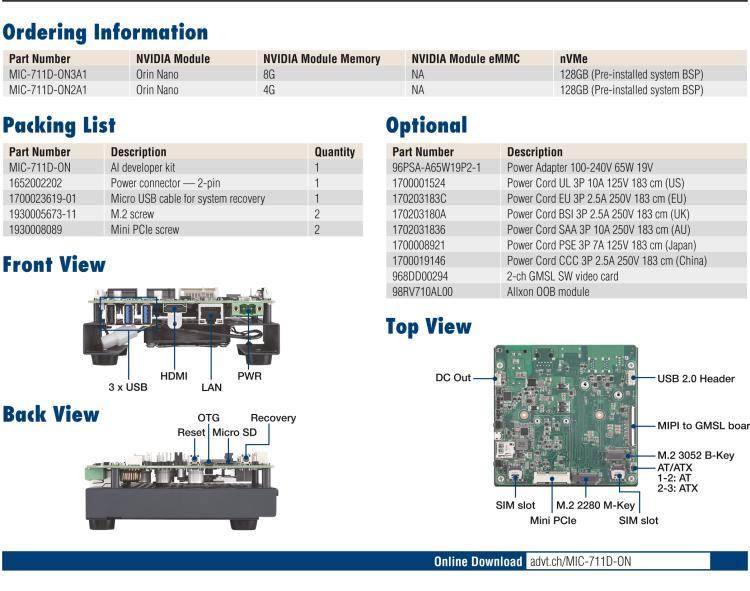 研華MIC-711D-ON NVIDIA? Jetson Orin? Nano 開發(fā)套件
