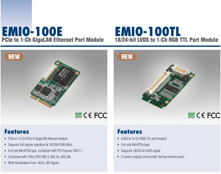 研華EMIO-100E GigaLAN 以太網(wǎng)模塊、1-Ch、PCIe I/F