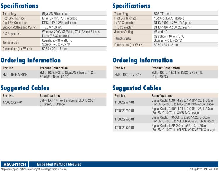 研華EMIO-100TL 1 路，18/24-bit LVDS 轉(zhuǎn) RGB TTL 模塊