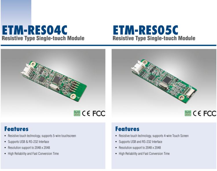 研華ETM-RES04C 5 線電阻式單點(diǎn)觸控模塊