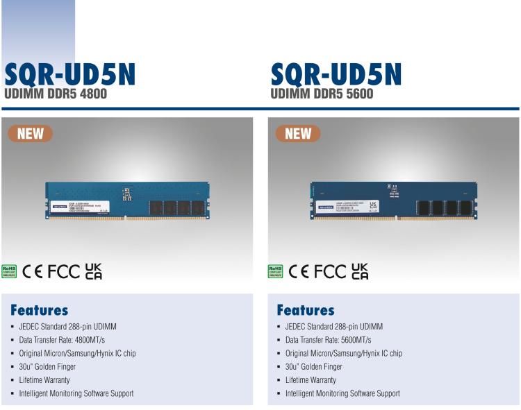 研華SQR-UD5N UDIMM DDR5 4800MT/s