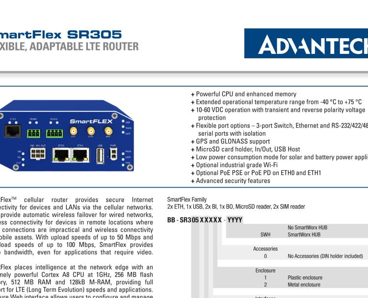 研華BB-SR30500320 SmartFlex, NAM, 2x Ethernet, 1x RS232, 1x RS485, Metal, Without Accessories