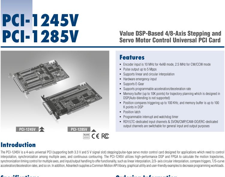 研華PCI-1285V 8軸PCI接口DSP架構(gòu)加值版脈沖型運(yùn)動控制卡