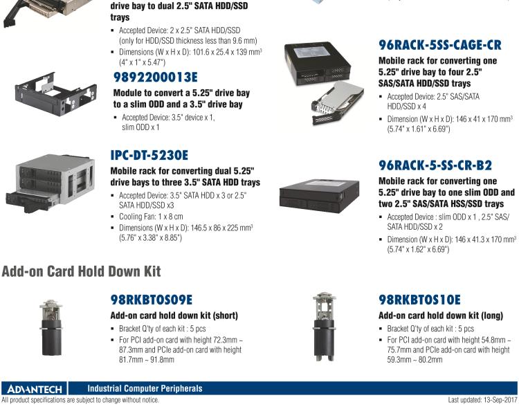 研華989K008734 Frame Module to securely fix two 2.5" HDDs in a 3.5" drive bay