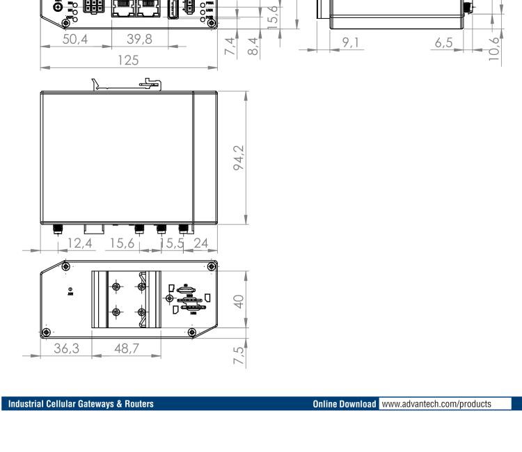 研華BB-SR31009420 SmartFlex, Global, 3x Ethernet, 1x RS232, 1x RS485, PoE PD, Metal, Without Accessories