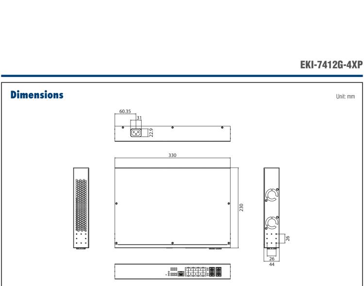 研華EKI-7412G-4XP 8GE+4 10G SFP 二層網(wǎng)管型POE交換機