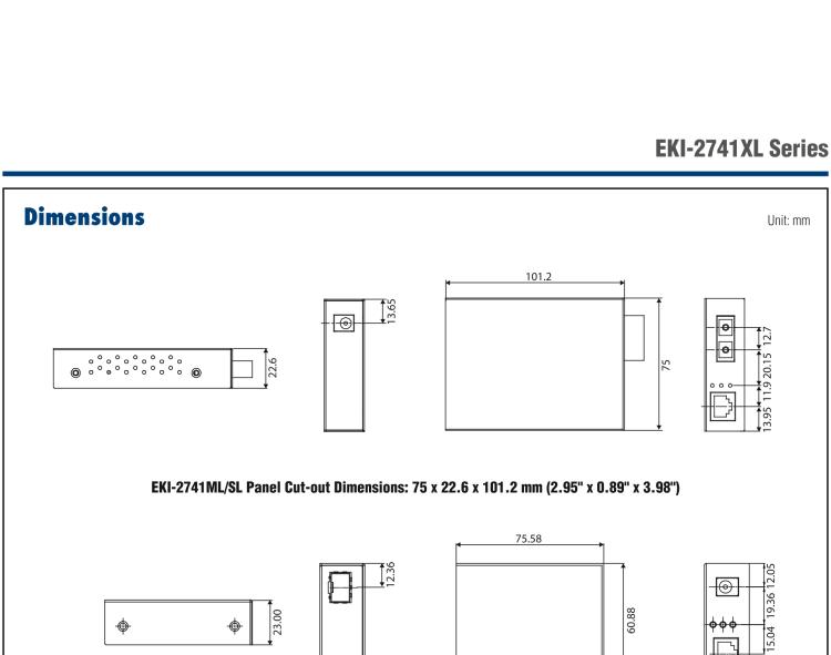 研華EKI-2741FL Media Converter, 1000Mbps, SFP, AC adapter