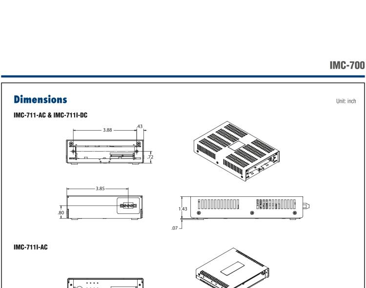 研華IMC-711I-DC Managed Hardened Modular 1-slot Media Converter Chassis, DC Power (also known as IE-MediaChassis 850-32105)