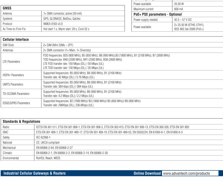 研華BB-SR30419125 SmartFlex, EMEA/LATAM/APAC, 5x Ethernet, Wi-Fi, PoE PD, Metal, International Power Supply (EU, US, UK, AUS)