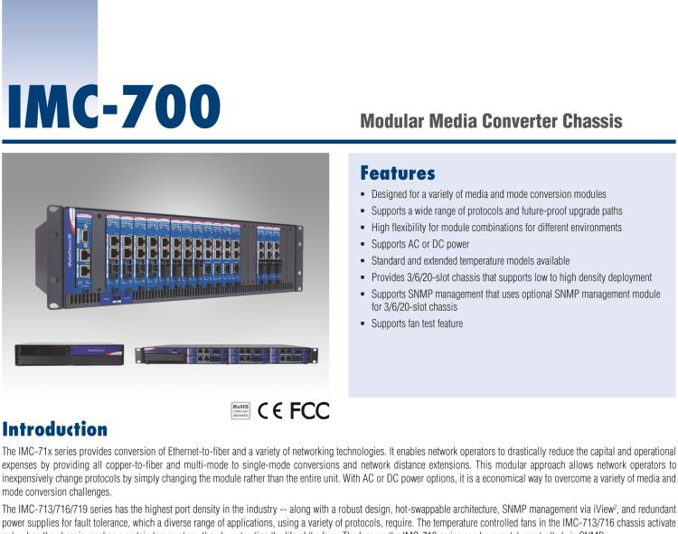 研華IMC-713-AC Managed Modular 3-slot Media Converter Chassis, AC Power w/o power cord