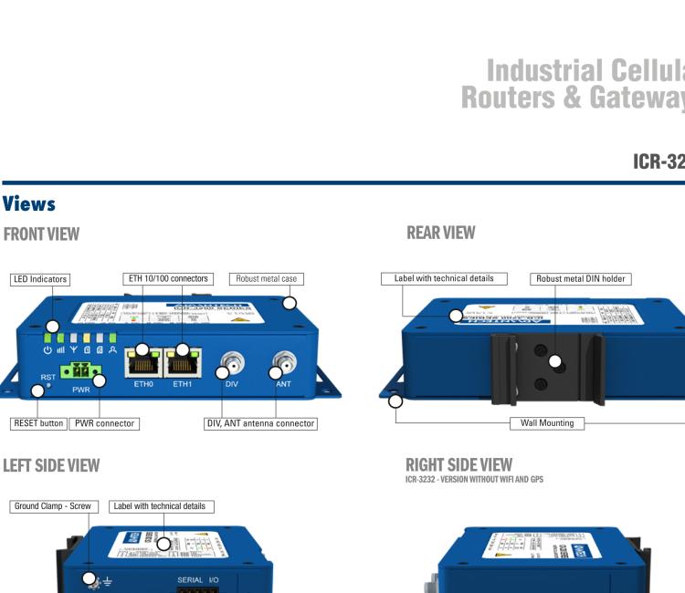 研華ICR-3232W ICR-3200, AUS/NZ, 2x Ethernet, 1x RS232, 1x RS485, Wi-Fi, Metal, Without Accessories