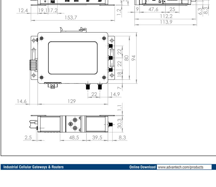 研華ICR-3231 ICR-3200, LTE catM1, NB-IoT, 1x Ethernet, 1xRS232, 1xRS485, SUPERCAP, Without Accessories