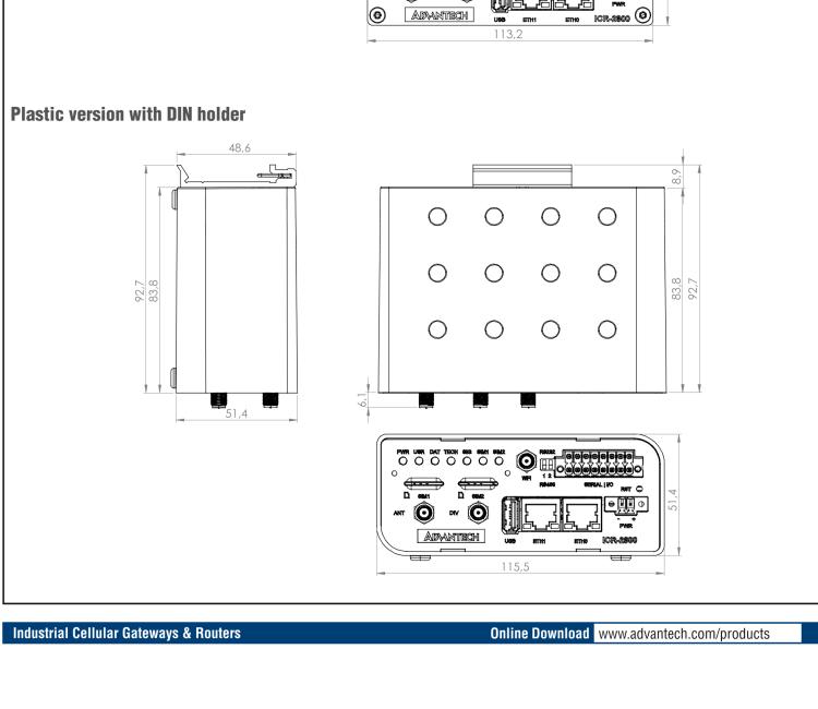 研華ICR-2834WA02 ICR-2800, EMEA, 2x Ethernet, 2× RS232/RS485, USB, Wi-Fi, Metal, UK ACC