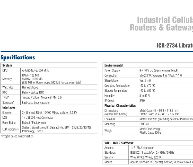 研華ICR-2734 ICR-2700, EMEA, 2× ETH, USB, Metal, No ACC