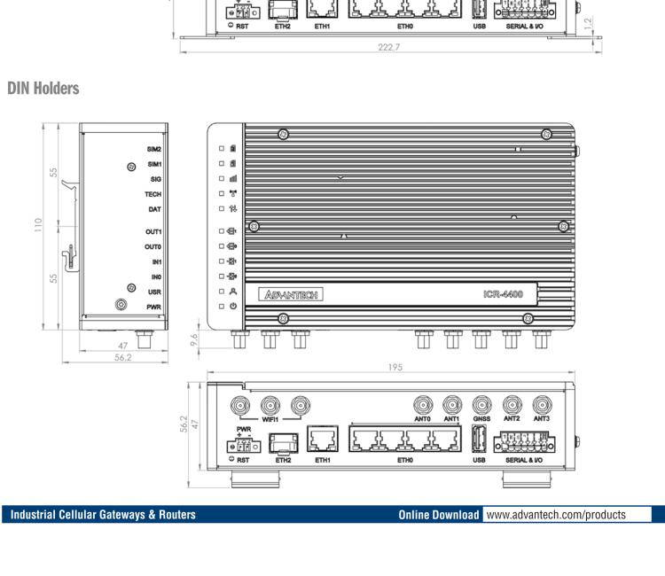 研華ICR-4453 ICR-4400, EUROPE, NAM, 5x Ethernet, 1x RS232, 1x RS485, CAN, SFP, USB, SD, Without Accessories