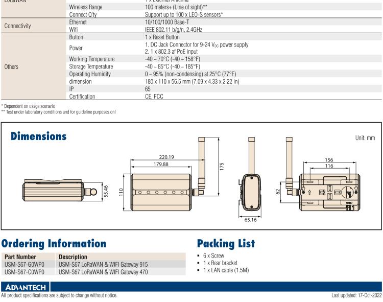 研華LEO-S57 LoRaWAN Temperature Probe Sensor for Cold Chain and Hot Environments