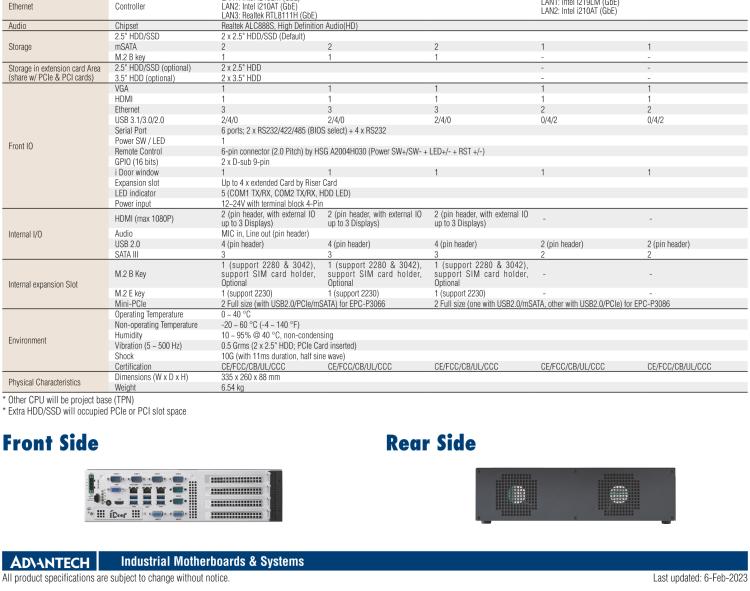 研華EPC-P3086 適配Intel? 第8/9代 Core i 系列處理器，搭載H310芯片組。2U高度，支持全長PCIe x16擴(kuò)展卡。接口豐富，性能強(qiáng)勁。