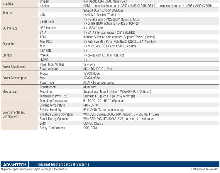 研華EPC-U2117 Intel Atom第六代Apollo Lake無風(fēng)扇嵌入式工控機(jī)，板載eMMC，CANBUS