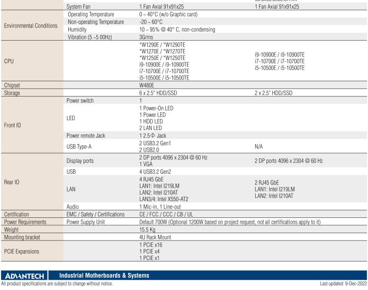 研華EPC-B5587 適配Intel? 第10代 Core i / Xeon W系列處理器，搭載W480E芯片組。標準4U上架，工業(yè)級品質(zhì)，穩(wěn)定可靠。廣泛適用于高端AI服務(wù)器等應(yīng)用。