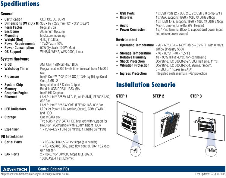 研華UNO-3483G 高效能嵌入式無(wú)風(fēng)扇工業(yè)電腦，搭配 Intel? Core? i7 處理器，2 x GbE, 2 x mPCIe, HDMI/VGA