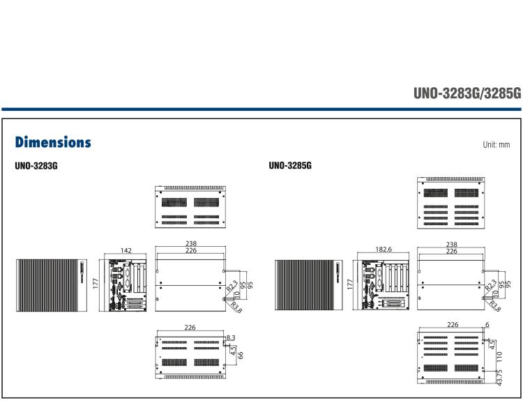 研華UNO-3285G 高效能嵌入式無風扇工業(yè)電腦，搭配Intel? Core? i 處理器，4×PCI(e) 擴展槽, 2×GbE, 2×mPCIe, HDMI, DVI-I