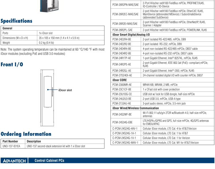 研華UNO-137 DIN導(dǎo)軌控制器，配備Intel?Atom?E3940 CPU、2個LAN、2個COM、3個USB 3.0、1個USB 2.0、2個DP 1.2、8個DI、8個DO、1個M.2、1個mPCIe、TPM 2.0