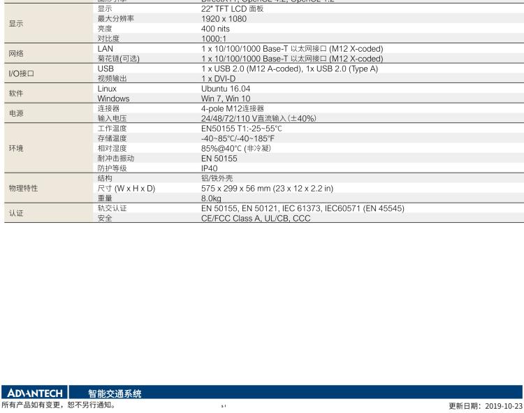 研華ITA-7220 滿足鐵路En50155認(rèn)證標(biāo)準(zhǔn)，英特爾?賽揚(yáng)?J1900 22英寸無(wú)風(fēng)扇鐵路平板電腦