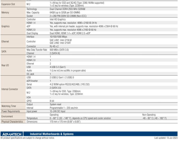 研華AIMB-287 適配Intel? 第10代 Core? i 系列處理器，搭載H420E芯片組。超薄設(shè)計(jì)，性能強(qiáng)勁。