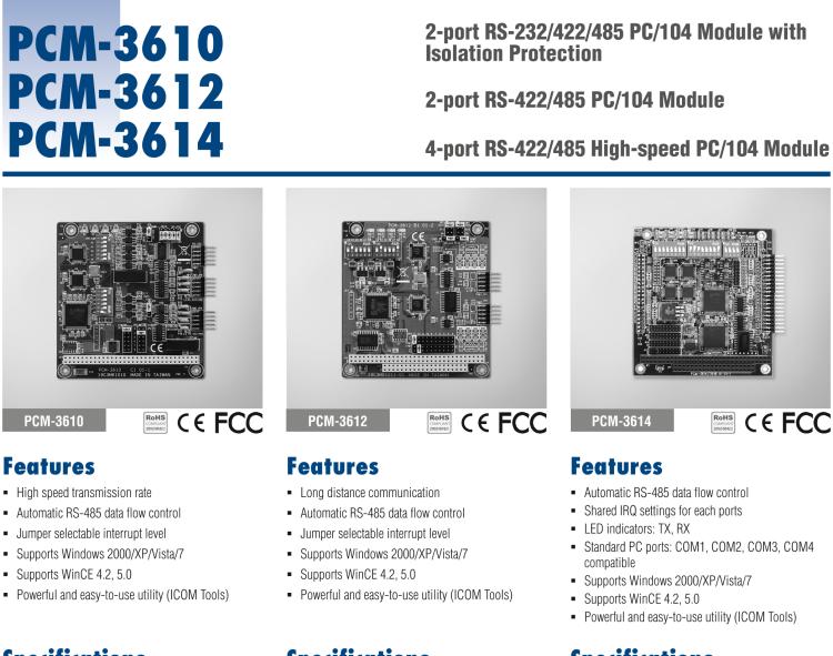 研華PCM-3610 絕緣型RS-232/422/485模塊