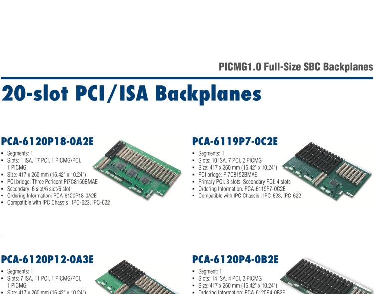 研華PCA-6106P4-0A2E 6 slot PICMG BP,4PCI,2PICMG RoHS K