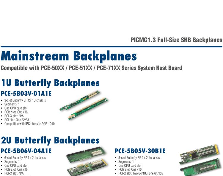 研華PCE-5B06V 6-slot Butterfly BP for 2U chassis