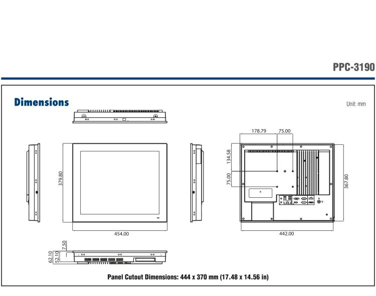 研華PPC-3190-RE4BE 19" 無風(fēng)扇工業(yè)平板電腦, 搭載 Intel? Atom? E3845 四核心處理器