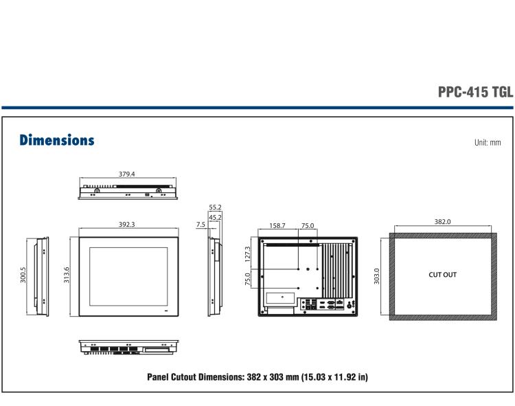 研華PPC-415 15" 無(wú)風(fēng)扇工業(yè)平板電腦, 采用Intel?第11代Core? i7 /i5/i3 處理器