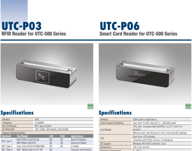 研華UTC-P03 RFID 讀卡器，適用于 UTC-515/520/532 系列