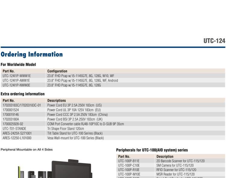 研華UTC-124I1 23.8" Ubiquitous Touch Computer with 11th Gen Intel? Core? i5-1145G7E / i3-1115G4E Processor