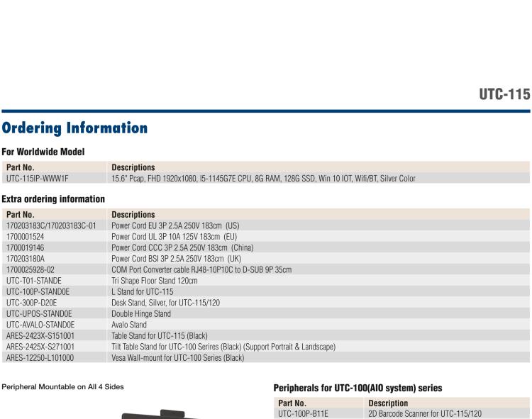 研華UTC-115I 15.6" All-in-One Touch Computer with 11th Gen Intel? Core? i5/i3 Processor