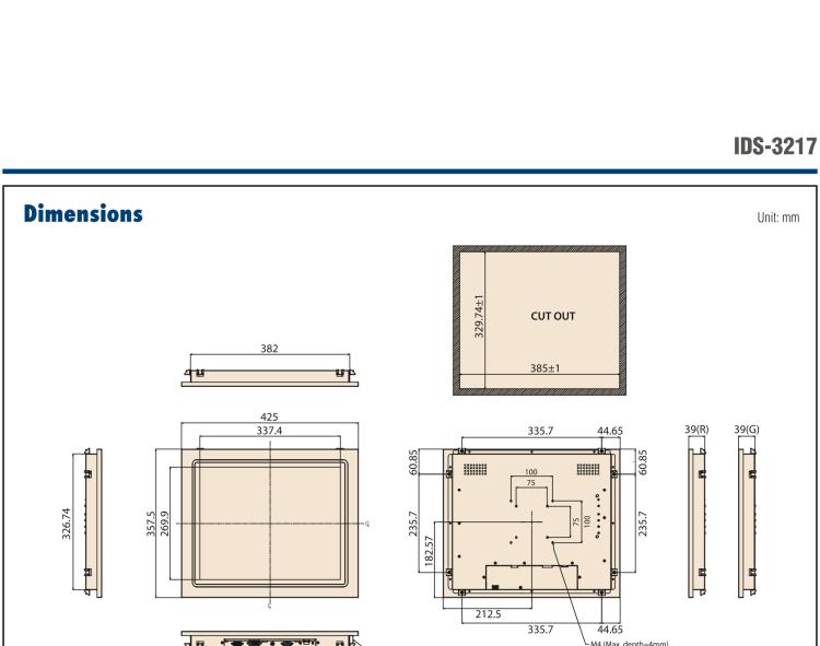 研華IDS-3217 17" SVGA工業(yè)級面板安裝顯示器