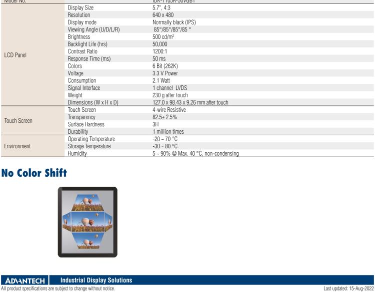 研華IDK-1105 5.7" VGA 工業(yè)顯示套件，帶觸摸屏解決方案和 LVDS 接口