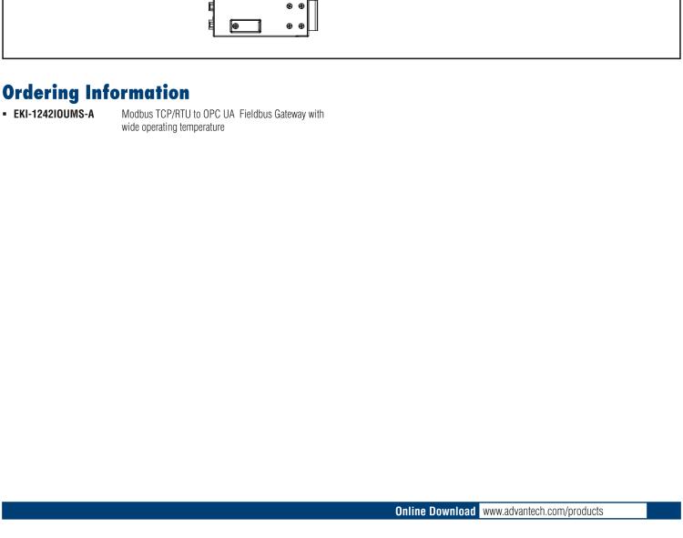 研華EKI-1242IOUMS Modbus TCP/RTU to OPC UA Fieldbus Gateway, Wide Temperature