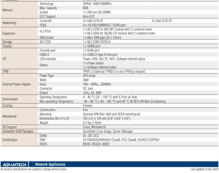 研華FWA-T011 基于Intel? Celeron? N3350/J3455 入門級SD-WAN，安全網(wǎng)關(guān)微型網(wǎng)絡(luò)應(yīng)用平臺