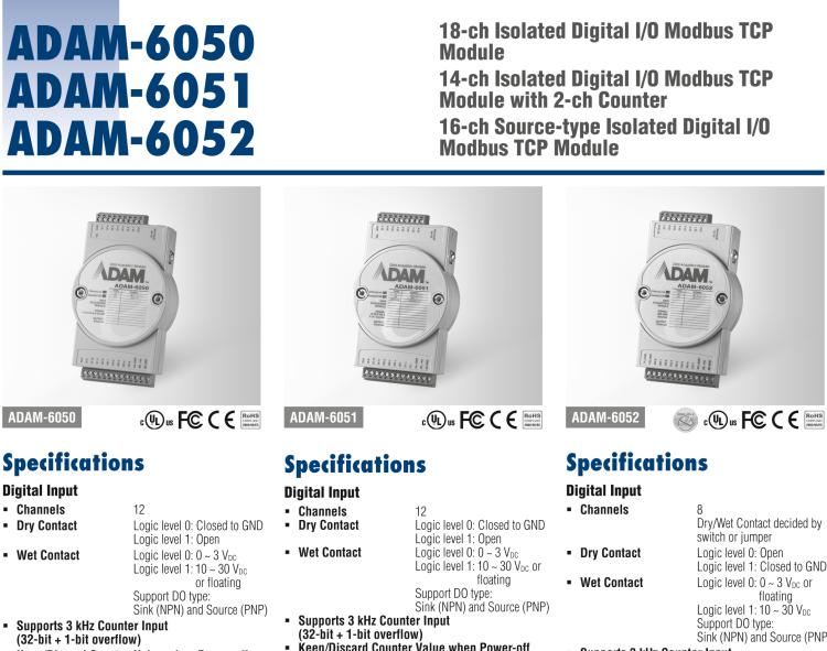 研華ADAM-6050 18路隔離數(shù)字量I/O模塊