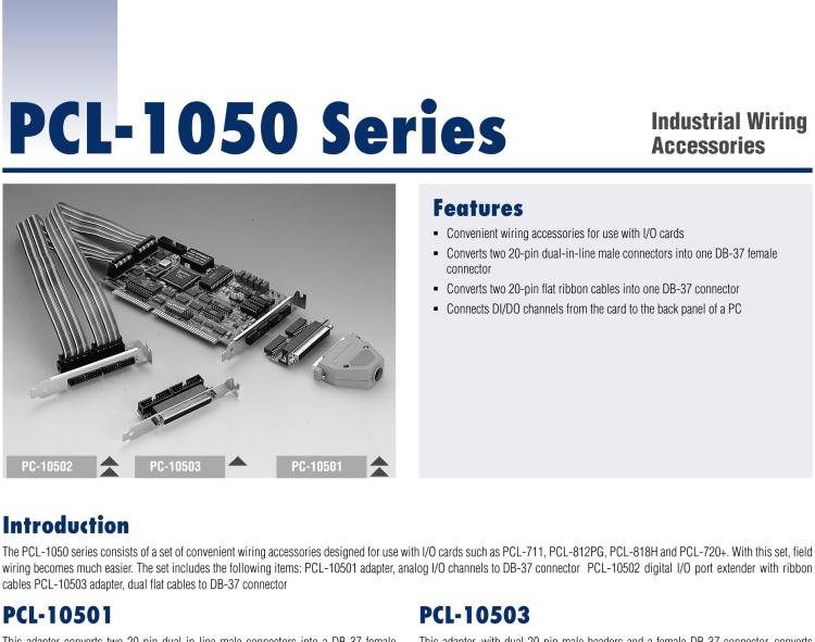 研華PCL-10502 擴充器，接駁到電腦插槽板的雙20P延長線纜