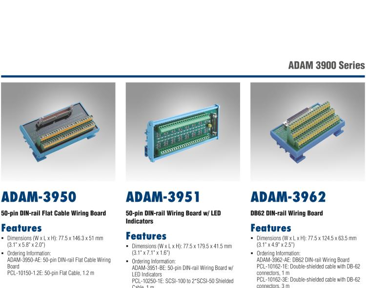 研華ADAM-3950 50芯扁平電纜接線端子，DIN導(dǎo)軌安裝